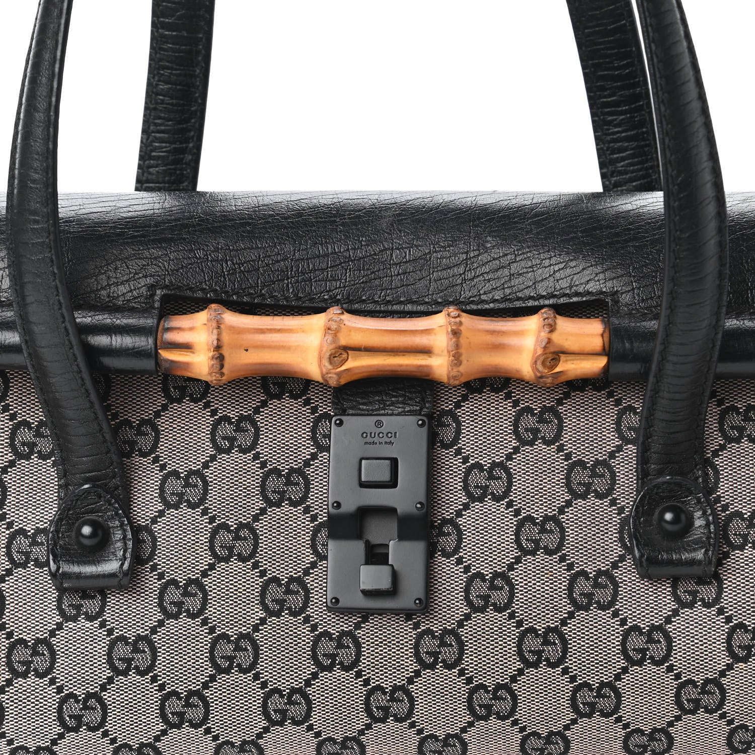 Gucci Monogram Bamboo Bullet Handbag Black 10 of 13