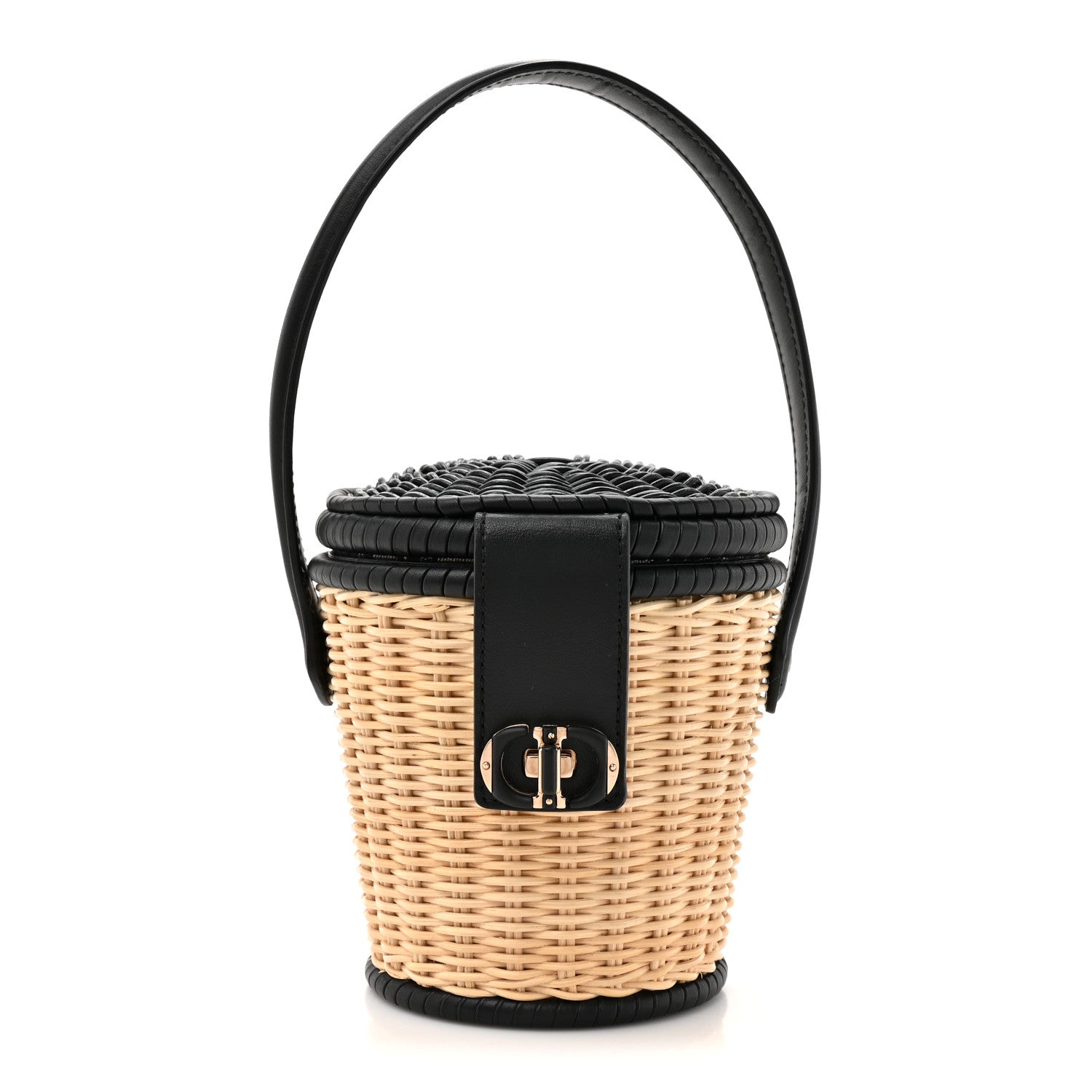 Christian Dior Wicker CD Bucket Bag Black 1 of 10