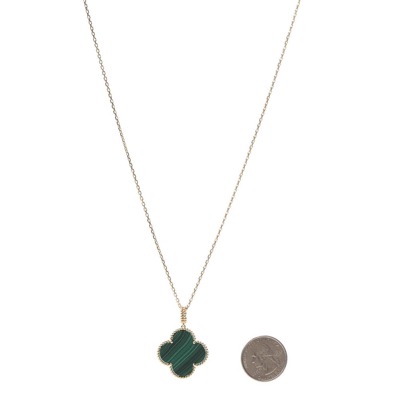 18K Yellow Gold Malachite Magic Alhambra Pendant Necklace