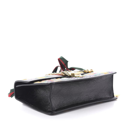 Gucci Calfskin Embroidered Small Sylvie Shoulder Bag Black 4 of 10