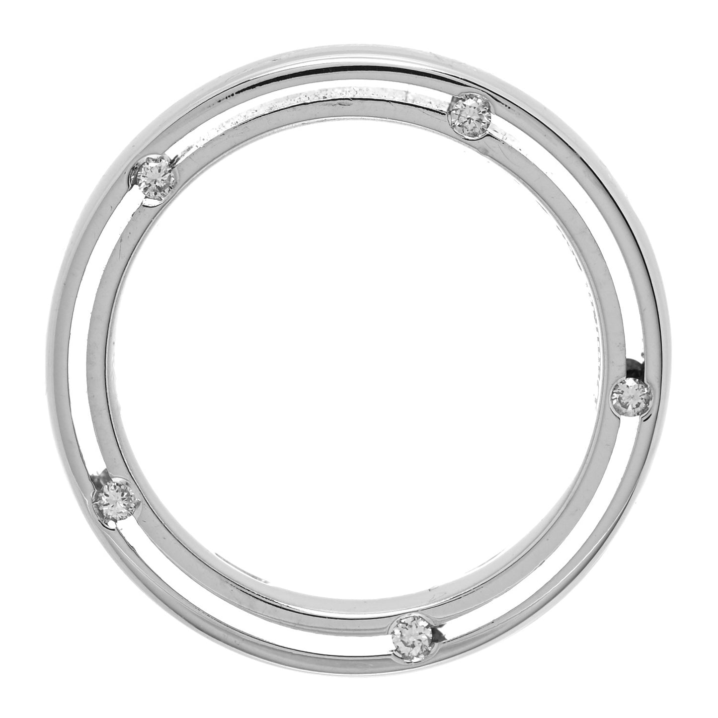 X BRAD PITT 18K White Gold Diamond D.Side Band Ring 48 4.5
