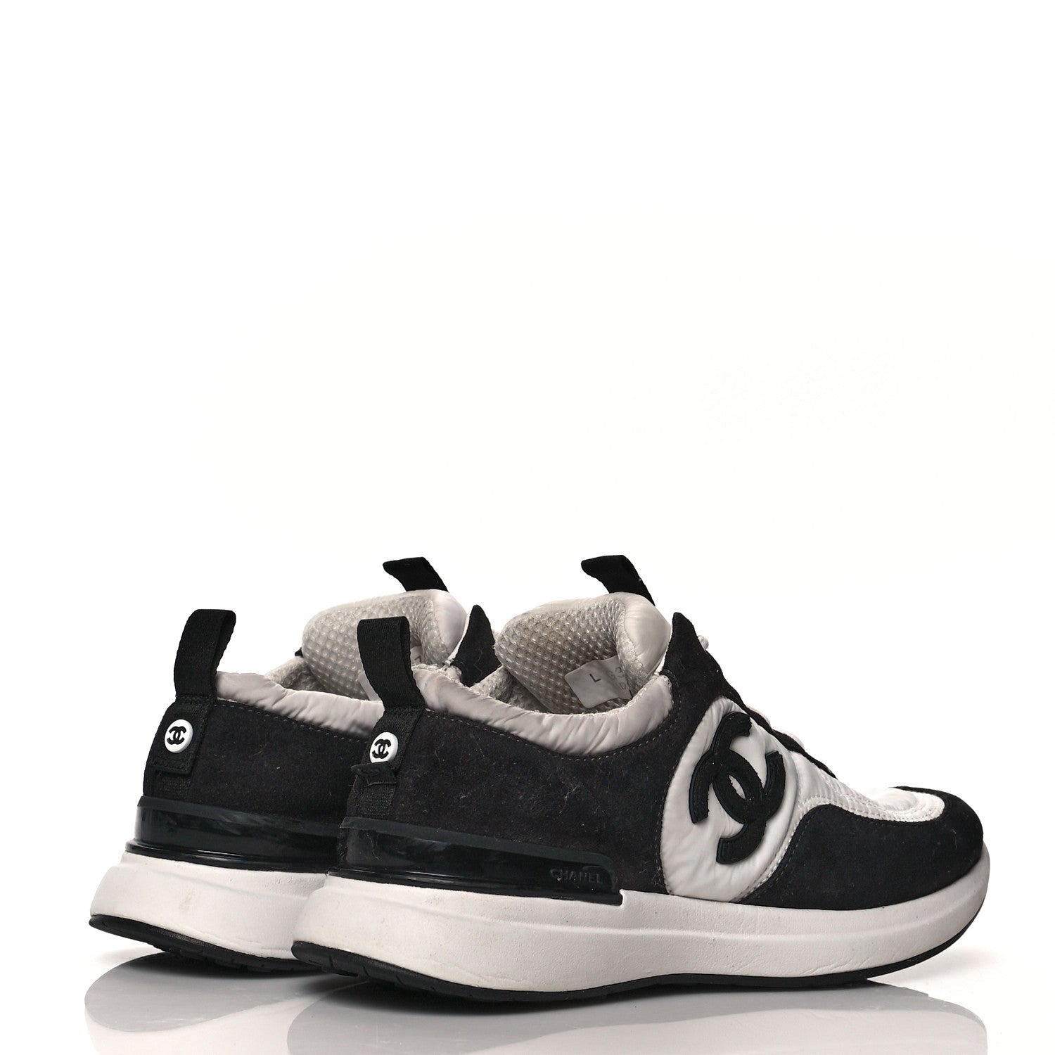 Chanel Nylon Suede Calfskin CC Sneakers 36 White Dark Grey 4 of 11