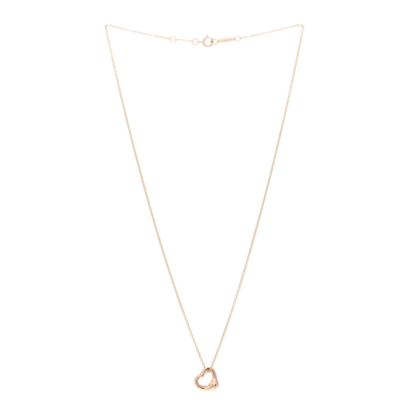 18K Rose Gold 11mm Elsa Peretti Open Heart Pendant Necklace