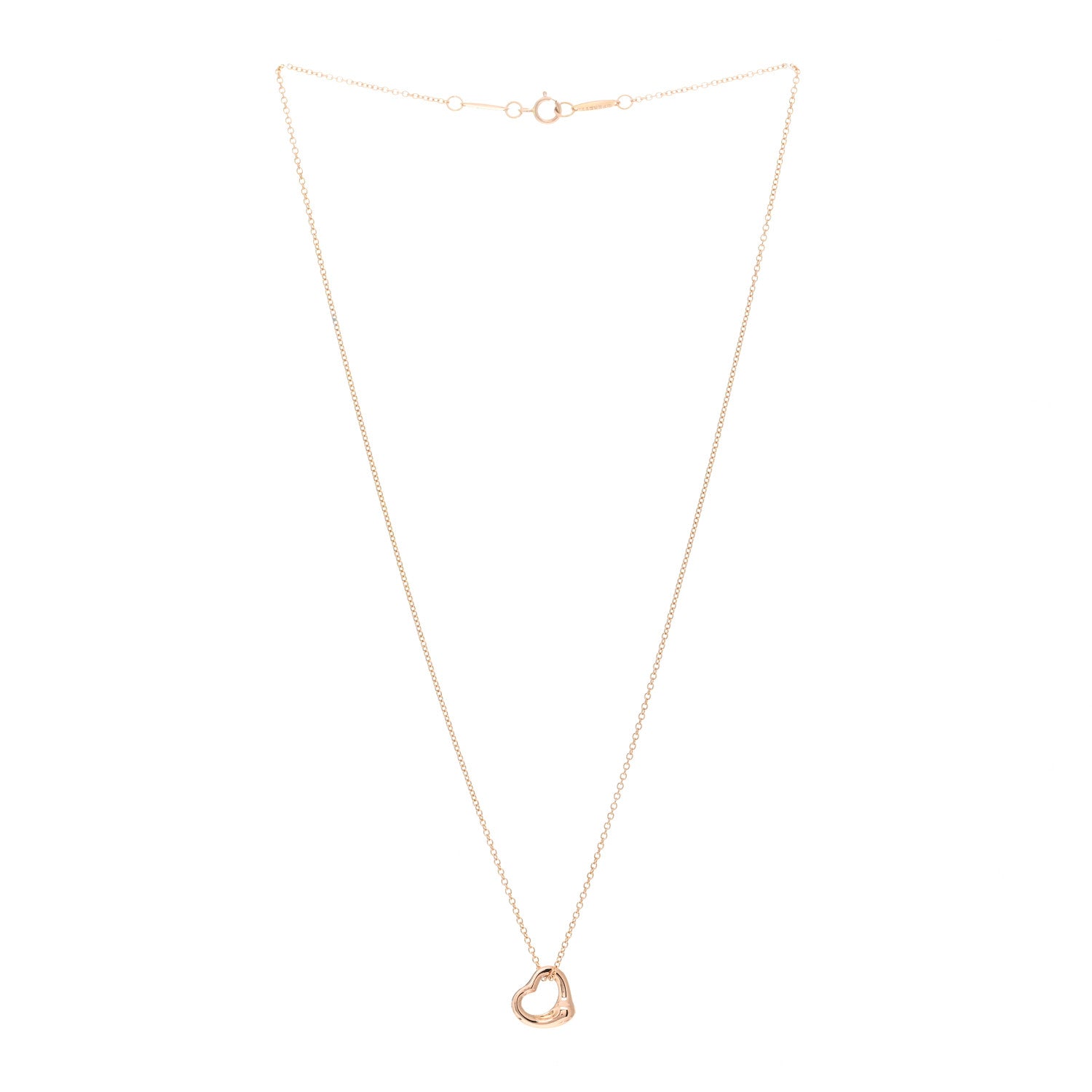 Tiffany 18K Rose Gold 11mm Elsa Peretti Open Heart Pendant Necklace 2 of 3