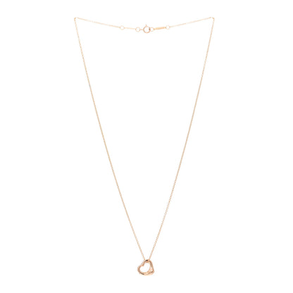 Tiffany 18K Rose Gold 11mm Elsa Peretti Open Heart Pendant Necklace 2 of 3