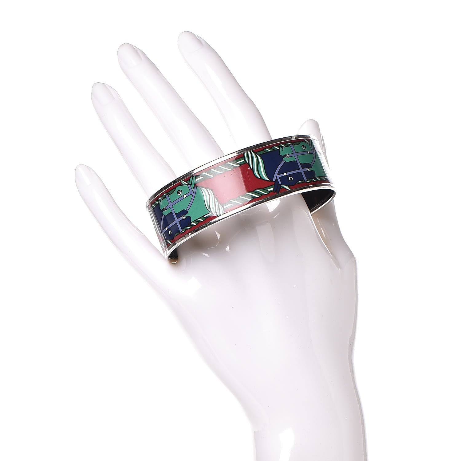 Hermes Enamel Printed Wide Quadrige Bracelet 75 2 of 6