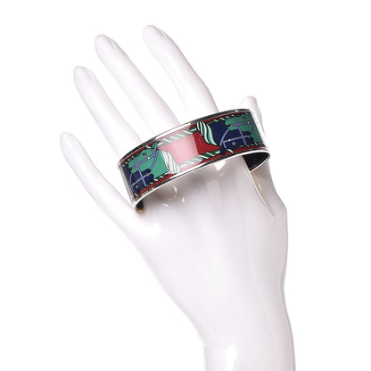 Hermes Enamel Printed Wide Quadrige Bracelet 75 2 of 6