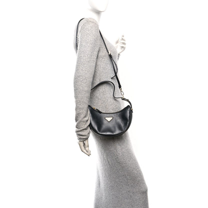 Prada Soft Calfskin Arque Shoulder Bag Black 2 of 10