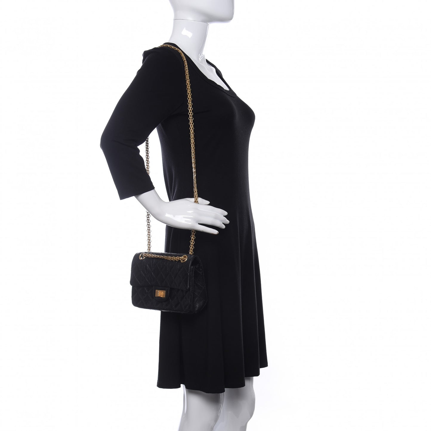 Aged Calfskin Quilted 2.55 Reissue Mini Flap Black