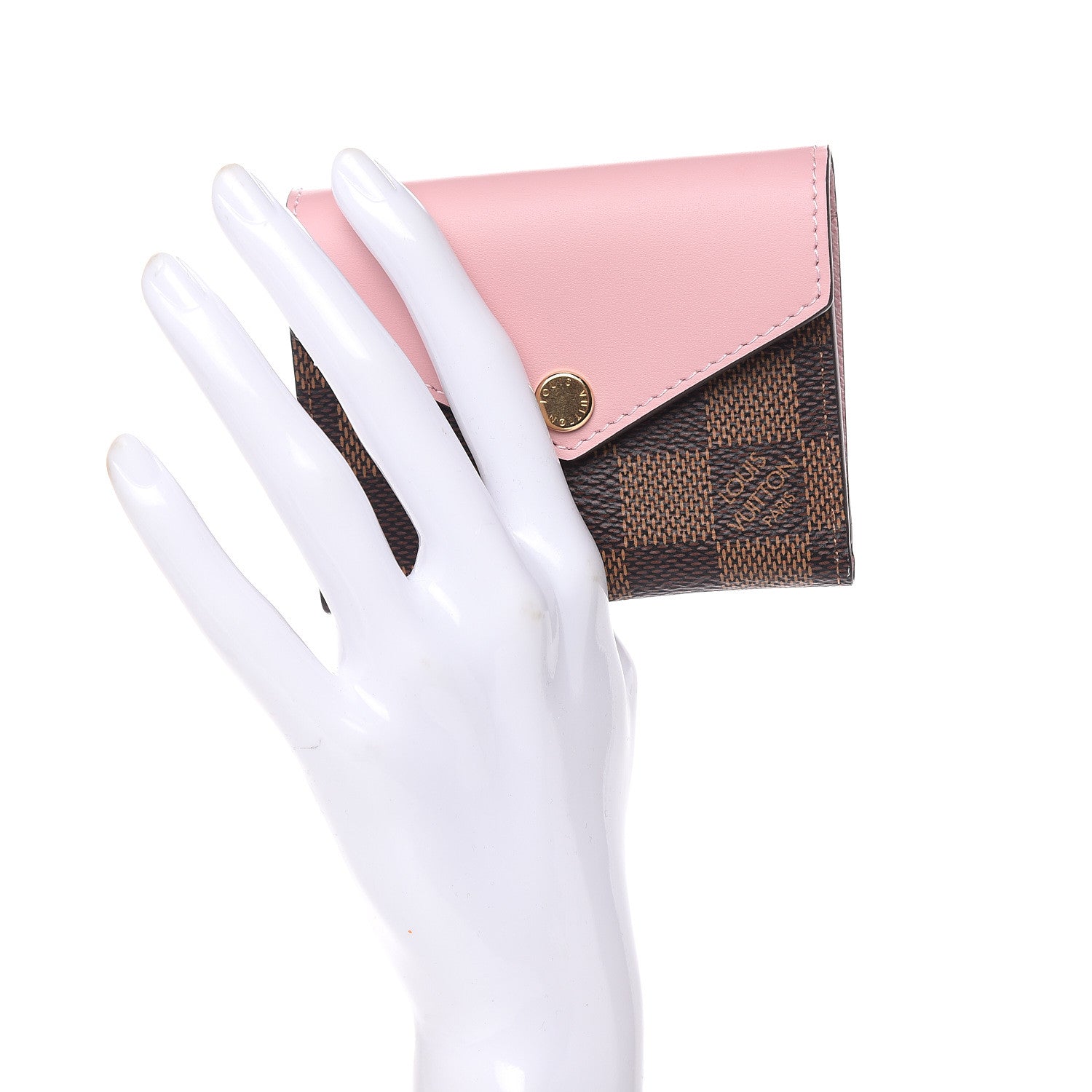 Louis Vuitton Damier Ebene Zoe Wallet Rose Ballerine 2 of 8