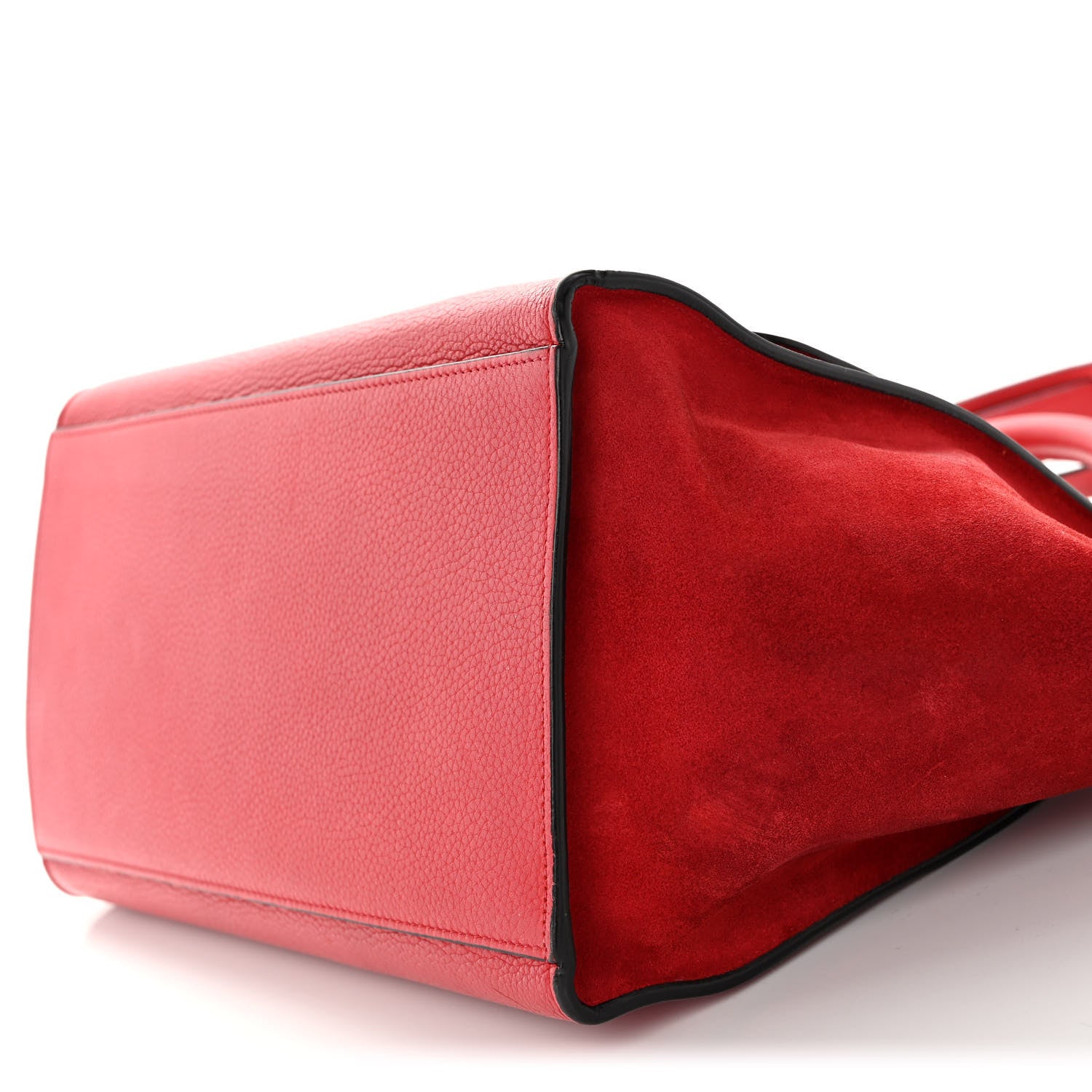 Celine Drummed Calfskin Suede Small Trapeze Coquelicot 9 of 9