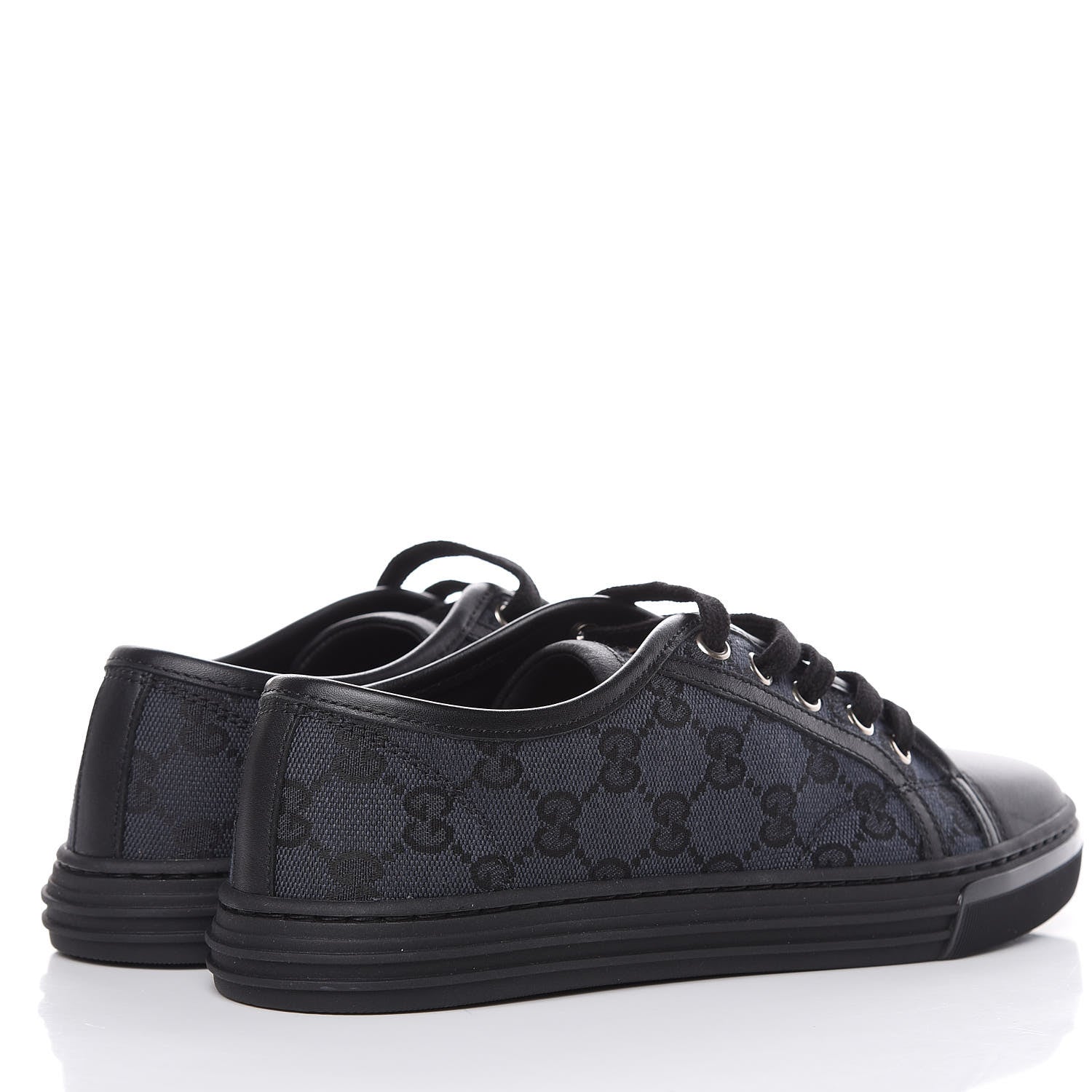 Gucci GG Monogram Calfskin Womens Low Top Sneakers 37 Piombo Black 4 of 10