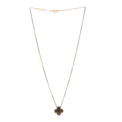 Van Cleef & Arpels 18K Rose Gold Gray Mother of Pearl Vintage Alhambra Pendant Necklace 3 of 7