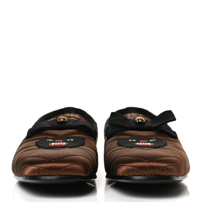 Gucci Silk Panther Embroidered Mens Quilted Slippers 10.5 Brown 2 of 10