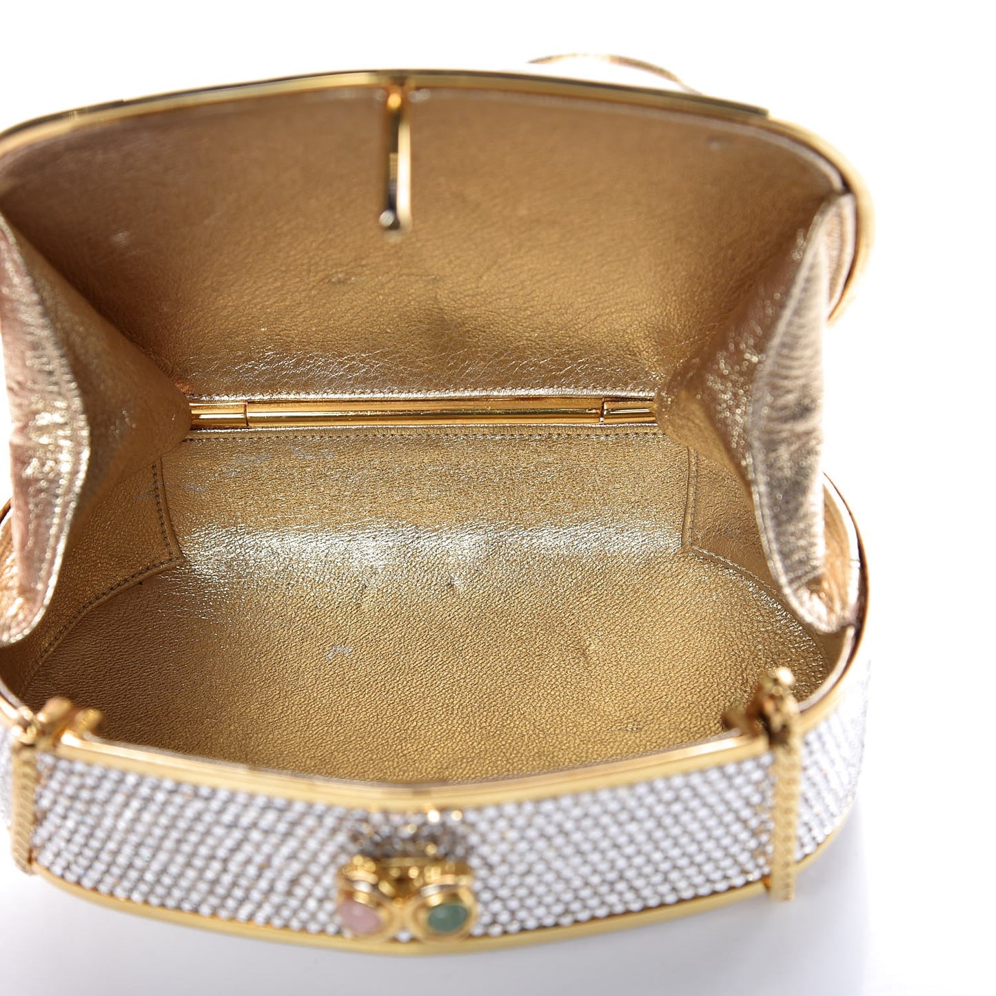 Swarovski Crystal Minaudière Clutch Silver Gold
