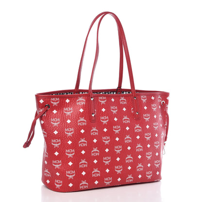 MCM Visetos Medium Liz Reversible Shopper Tote Ruby Red 4 of 11