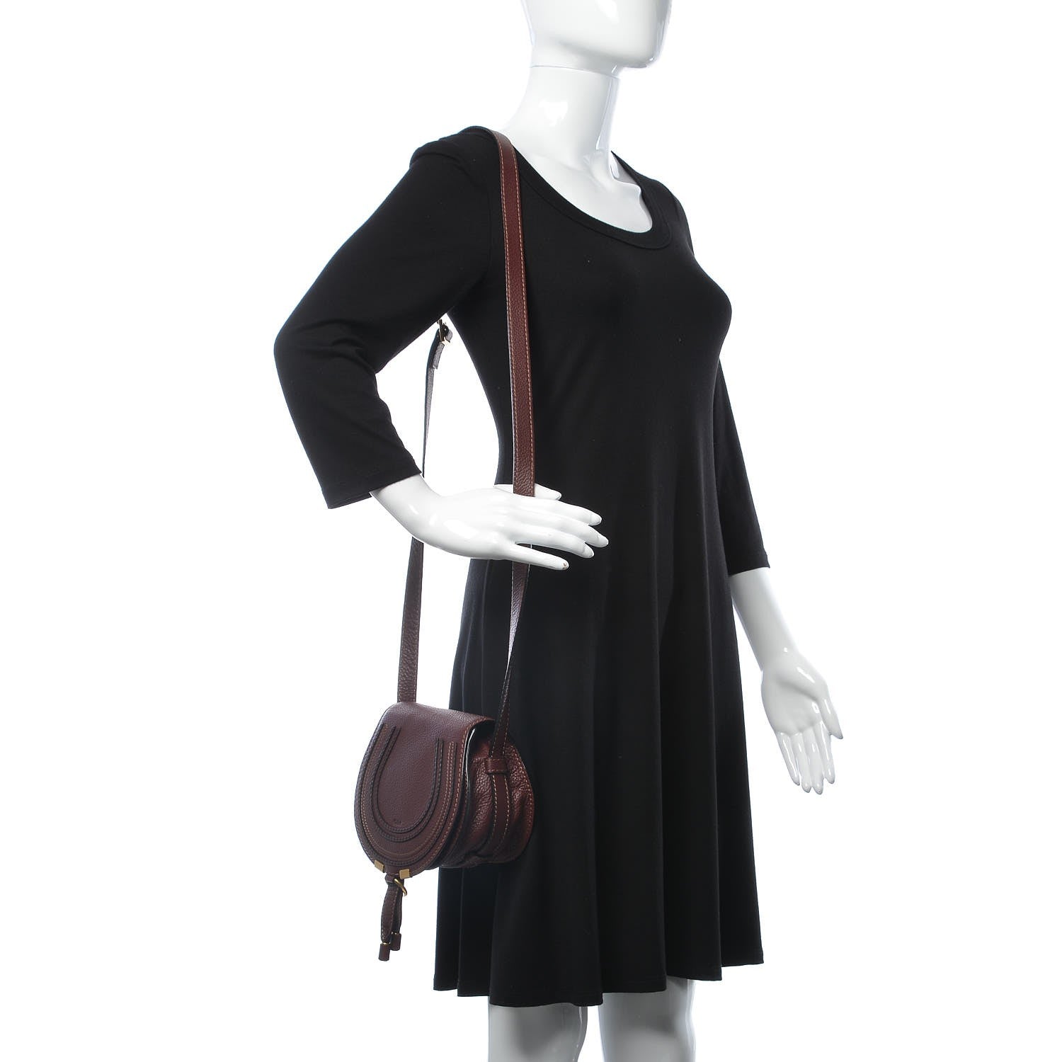 Chloe Calfskin Marcie Round Crossbody Bag Dark Velvet 2 of 8