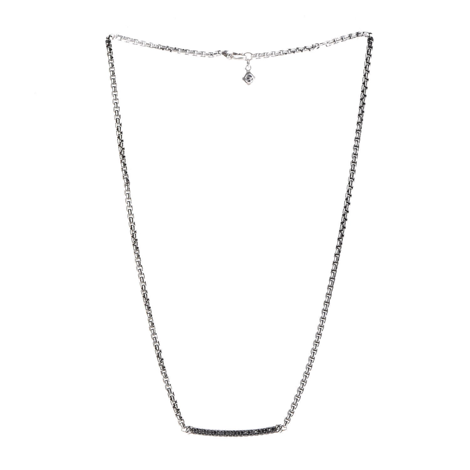 David Yurman Sterling Silver Black Diamond Petite Metro Necklace 3 of 6