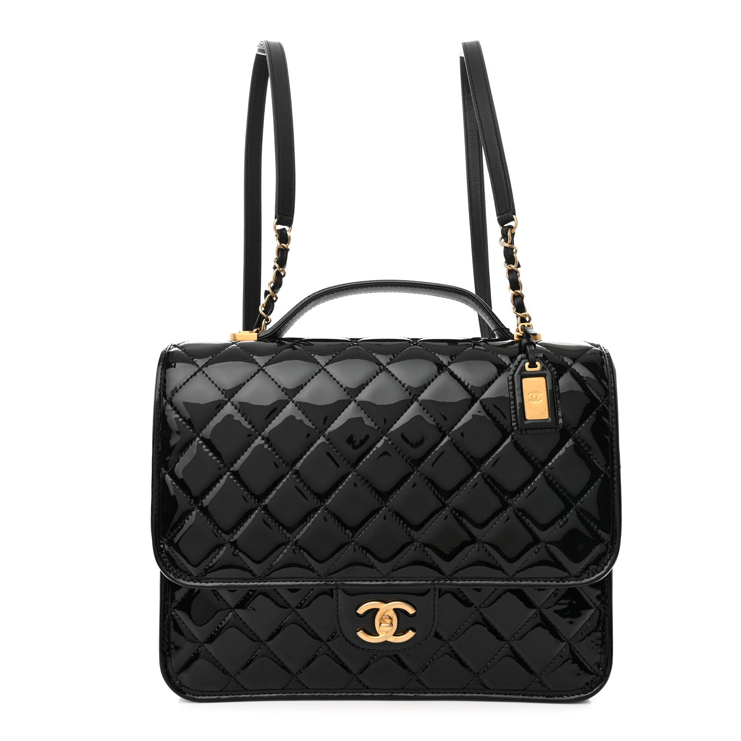 Chanel Patent Quilted Large School Memory Top Handle Flap Black 1 of 10