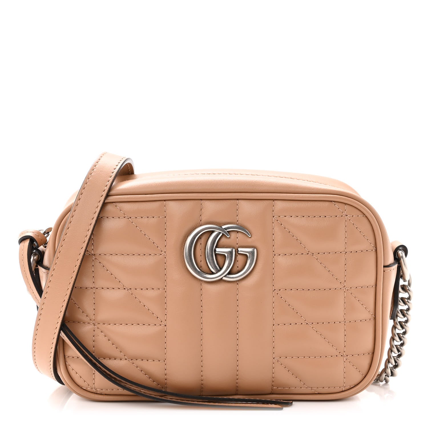 Gucci Calfskin Matelasse Aria Mini GG Marmont Chain Shoulder Bag Camelia 1 of 10