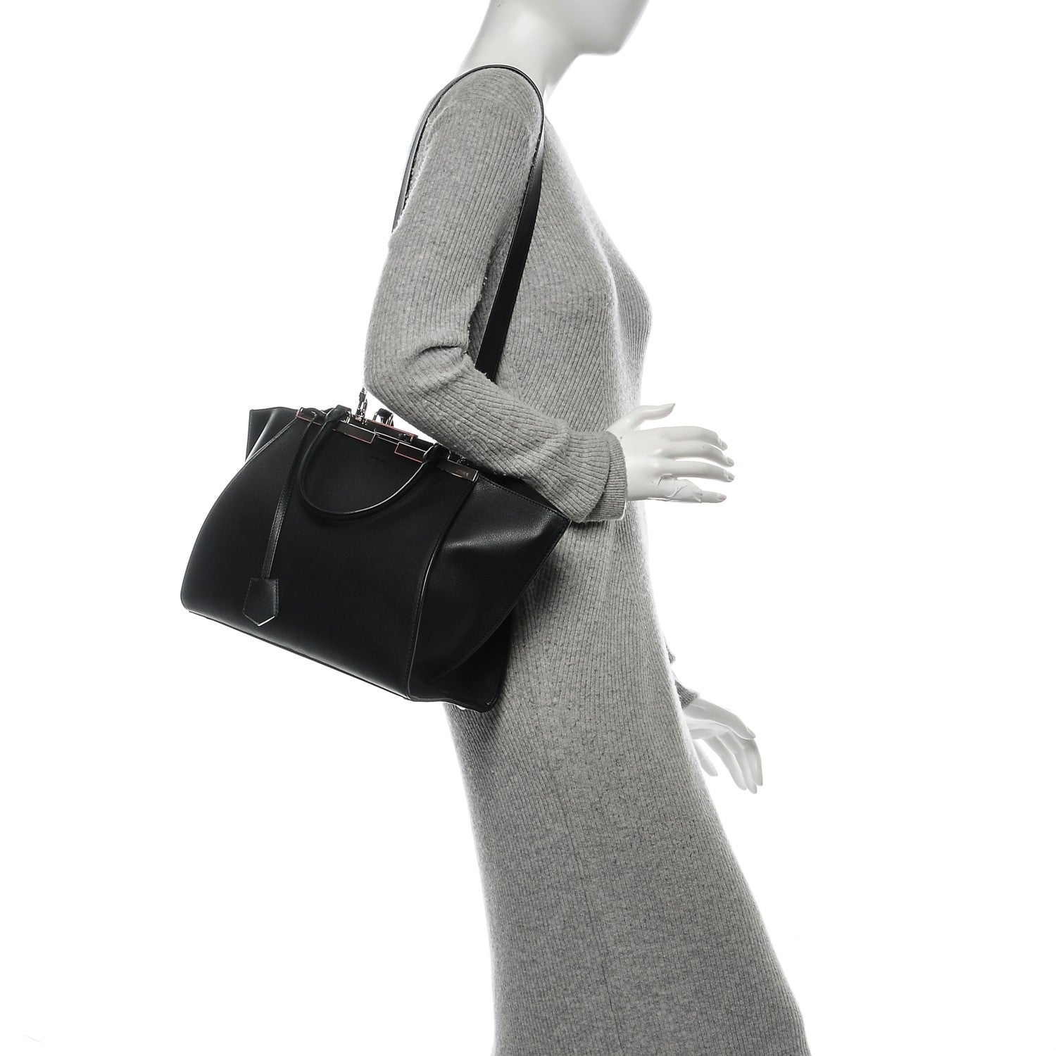 Fendi Vitello Dolce Petite 3jours Tote Black 2 of 8