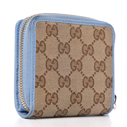 Gucci Monogram Dollar Calfskin Zip Around French Flap Wallet Beige Ebony Mineral Blue 3 of 19