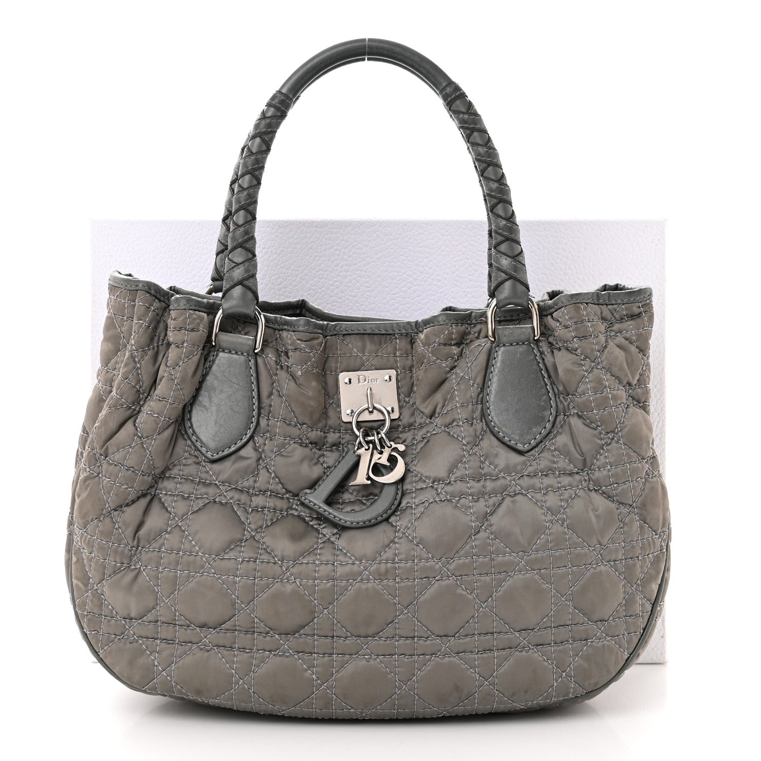 Christian Dior Nylon Cannage Tote Gray 13 of 13