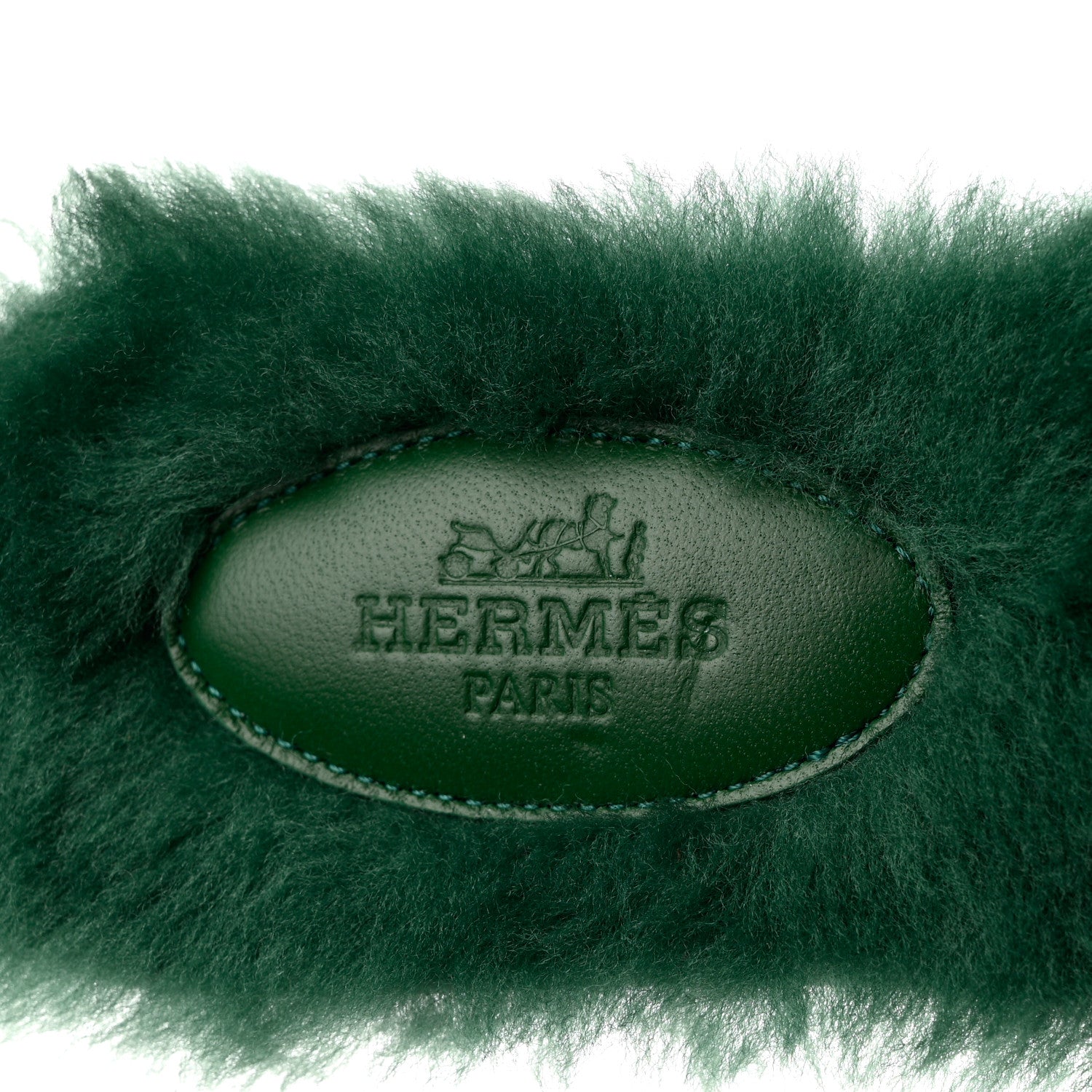 Hermes Woolskin Oran Sandals 36 Vert Anglais 6 of 7