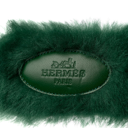 Hermes Woolskin Oran Sandals 36 Vert Anglais 6 of 7