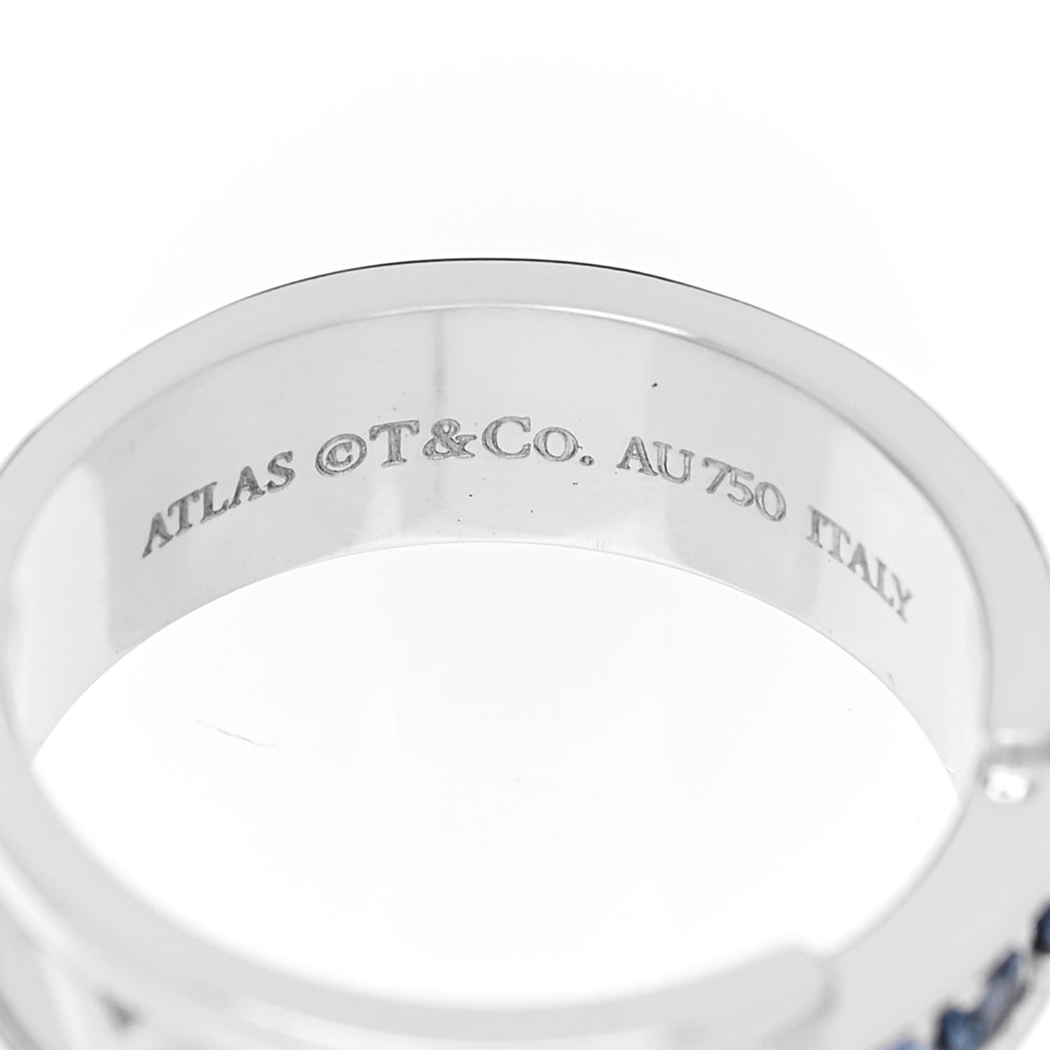 Tiffany 18K White Gold Blue Sapphire Atlas Ring 48 4.5 4 of 5