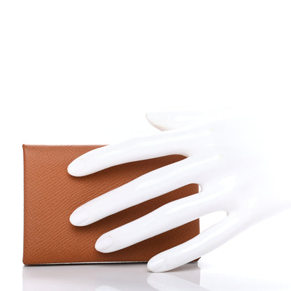 Hermes Epsom Calvi Card Case Gold 2 of 6