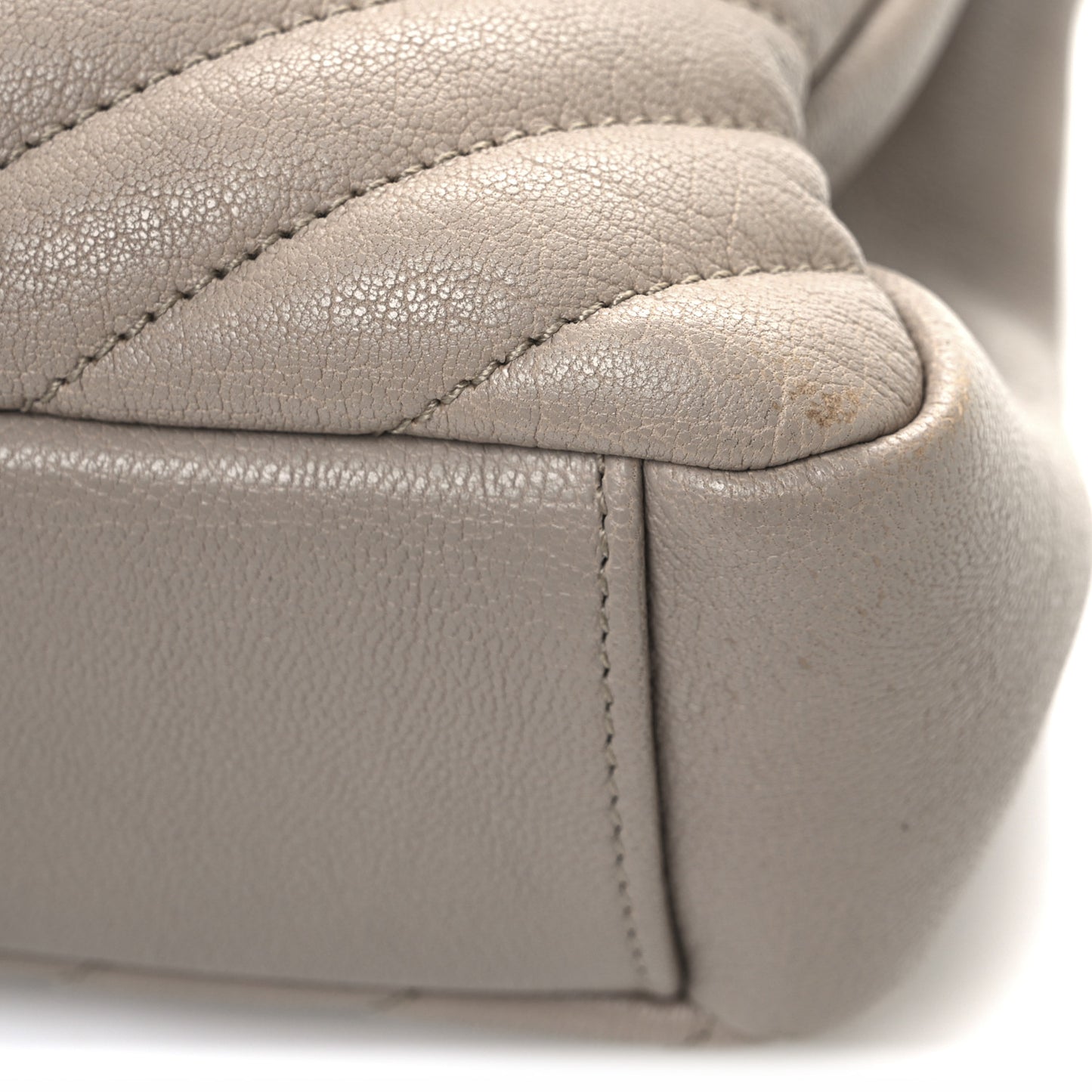 Sheepskin Matelasse Chevron Monogram Medium College Bag Dark Beige