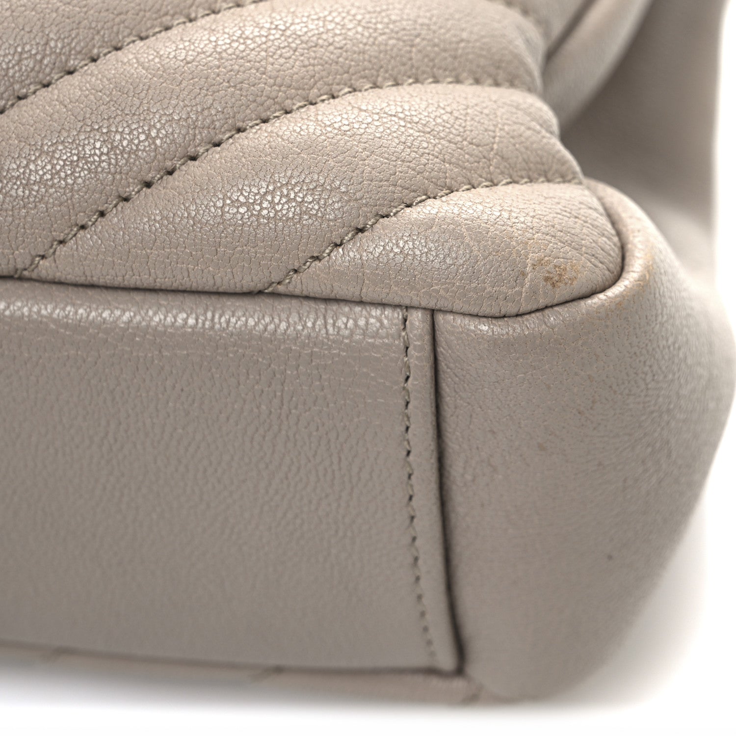 Saint Laurent Sheepskin Matelasse Chevron Monogram Medium College Bag Dark Beige 10 of 13