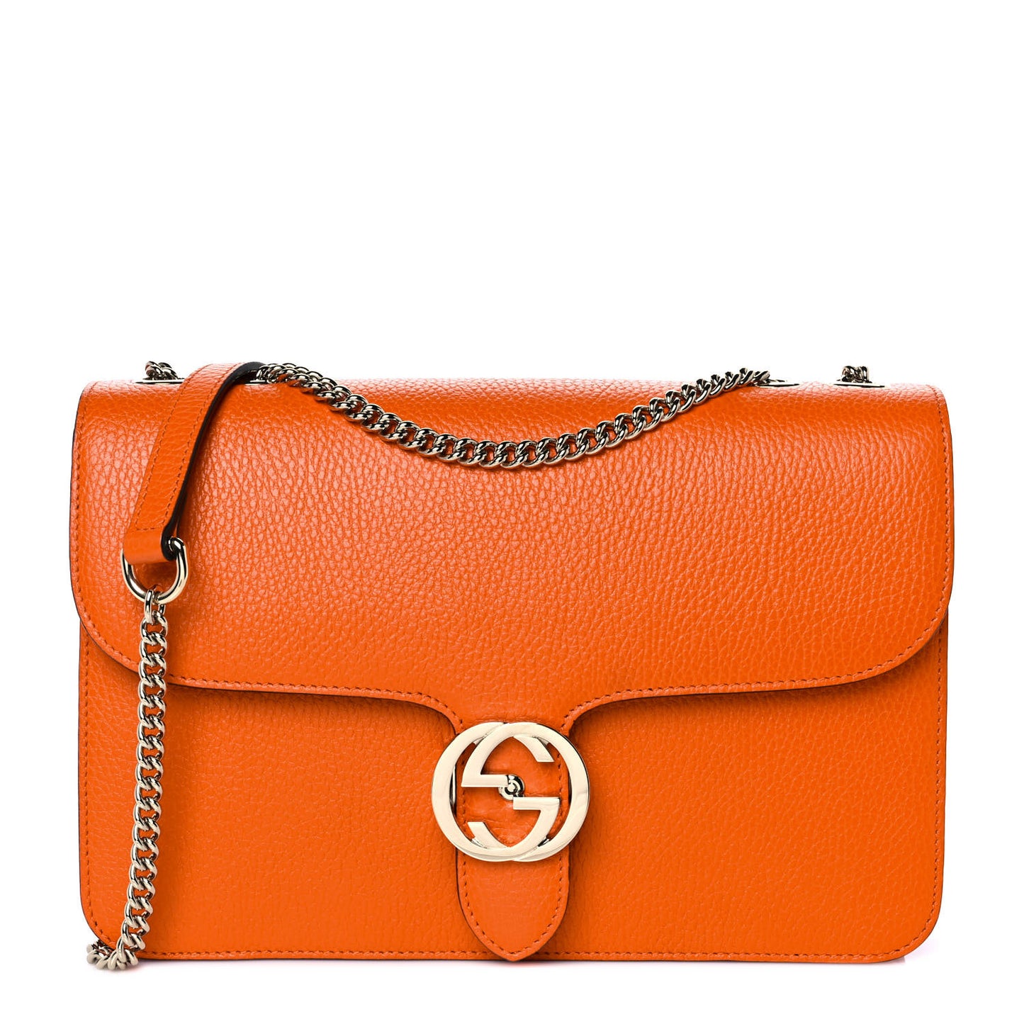 Dollar Calfskin Interlocking G Shoulder Bag Sun Orange