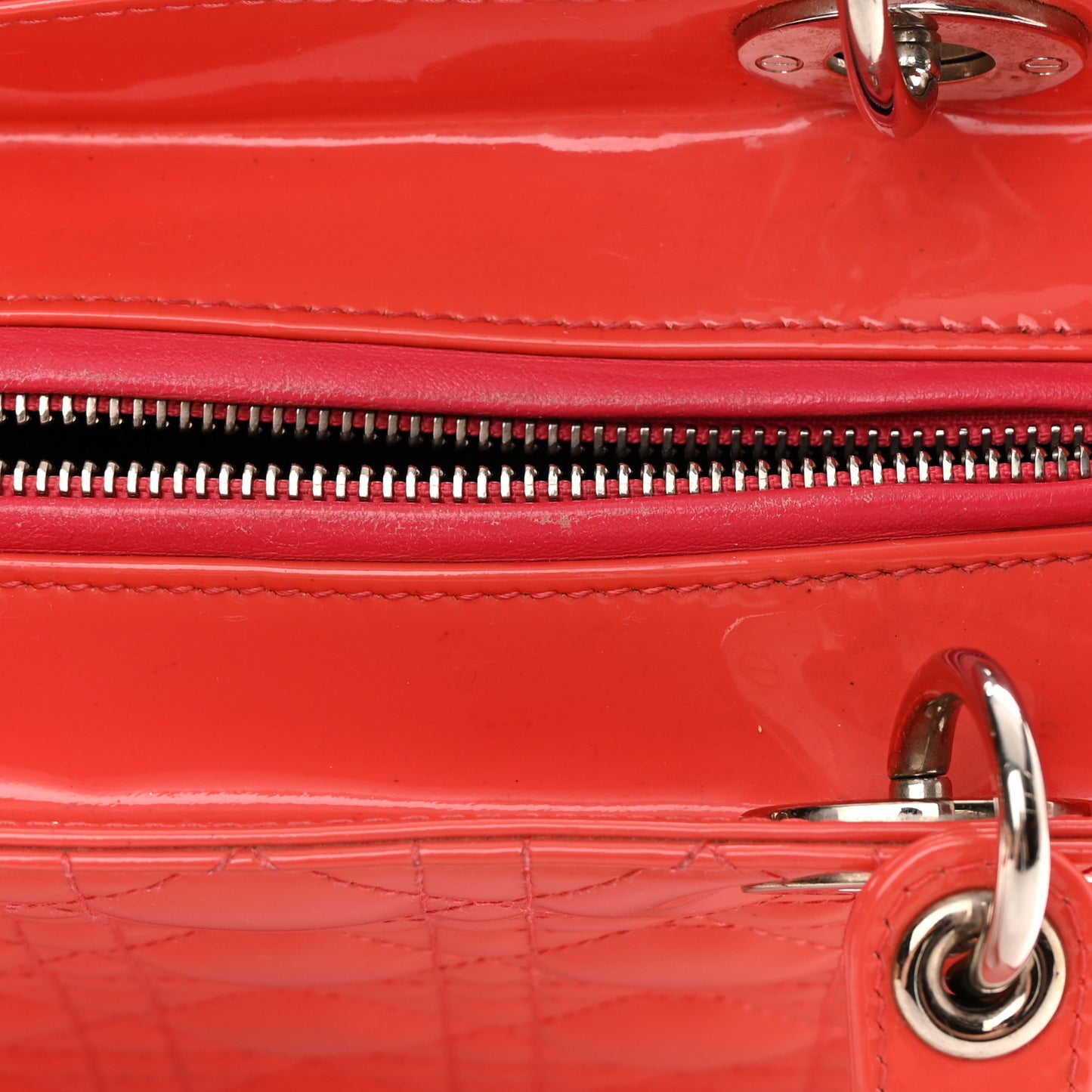 Patent Cannage Medium Lady Dior Fuchsia