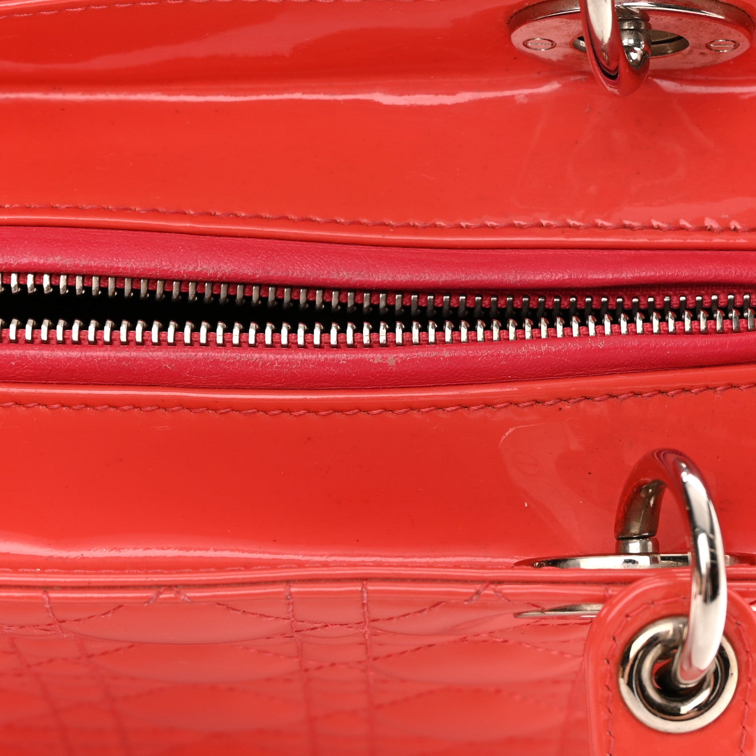 Christian Dior Patent Cannage Medium Lady Dior Fuchsia 12 of 18