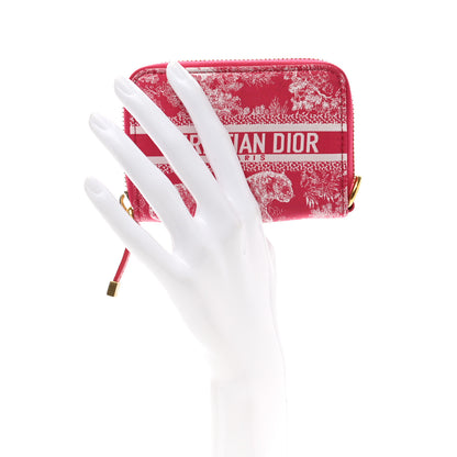 Christian Dior Technical Fabric Embroidered Toile De Jouy DiorTravel Detachable Card Holder Red 2 of 7