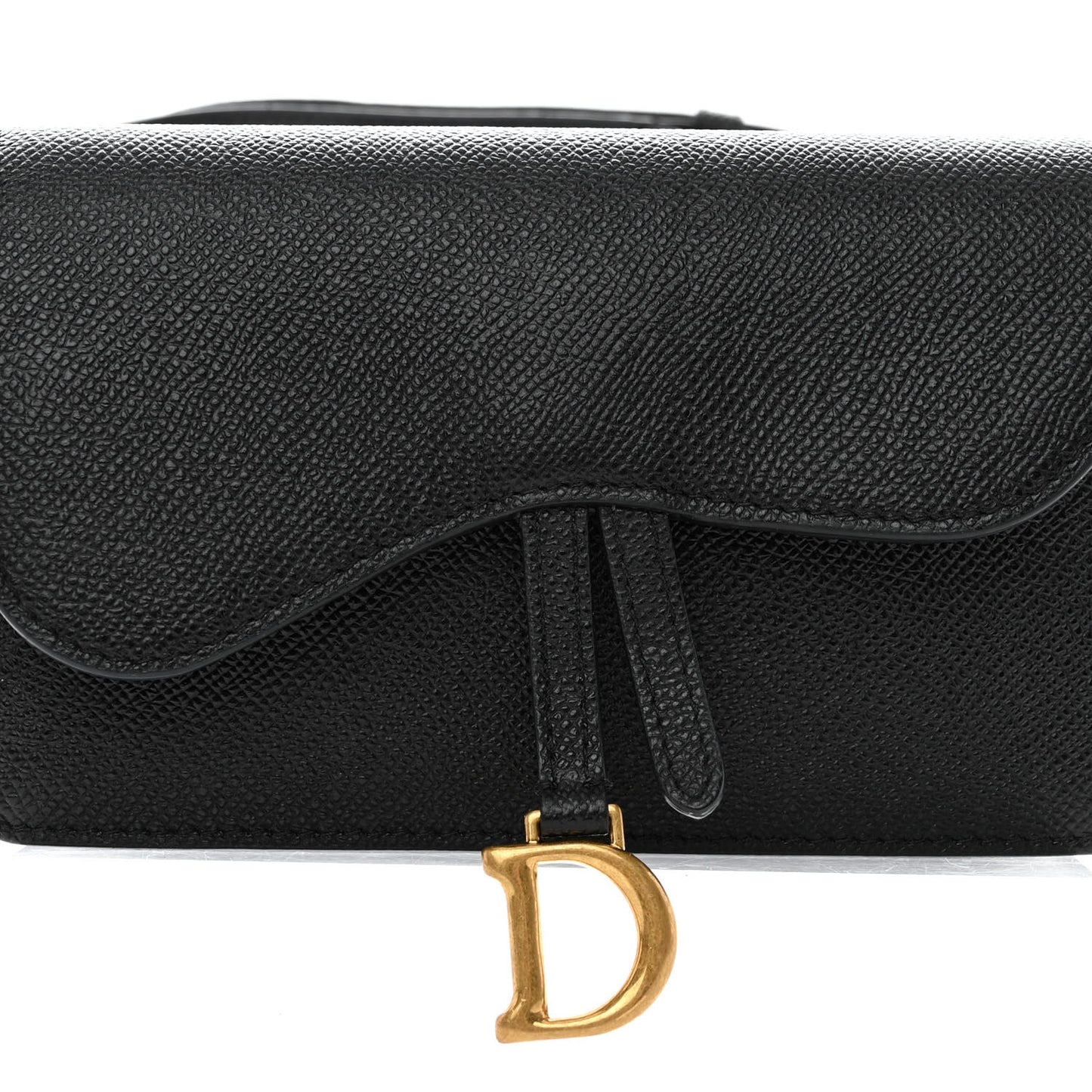 Grained Calfskin Saddle Belt Bag Black