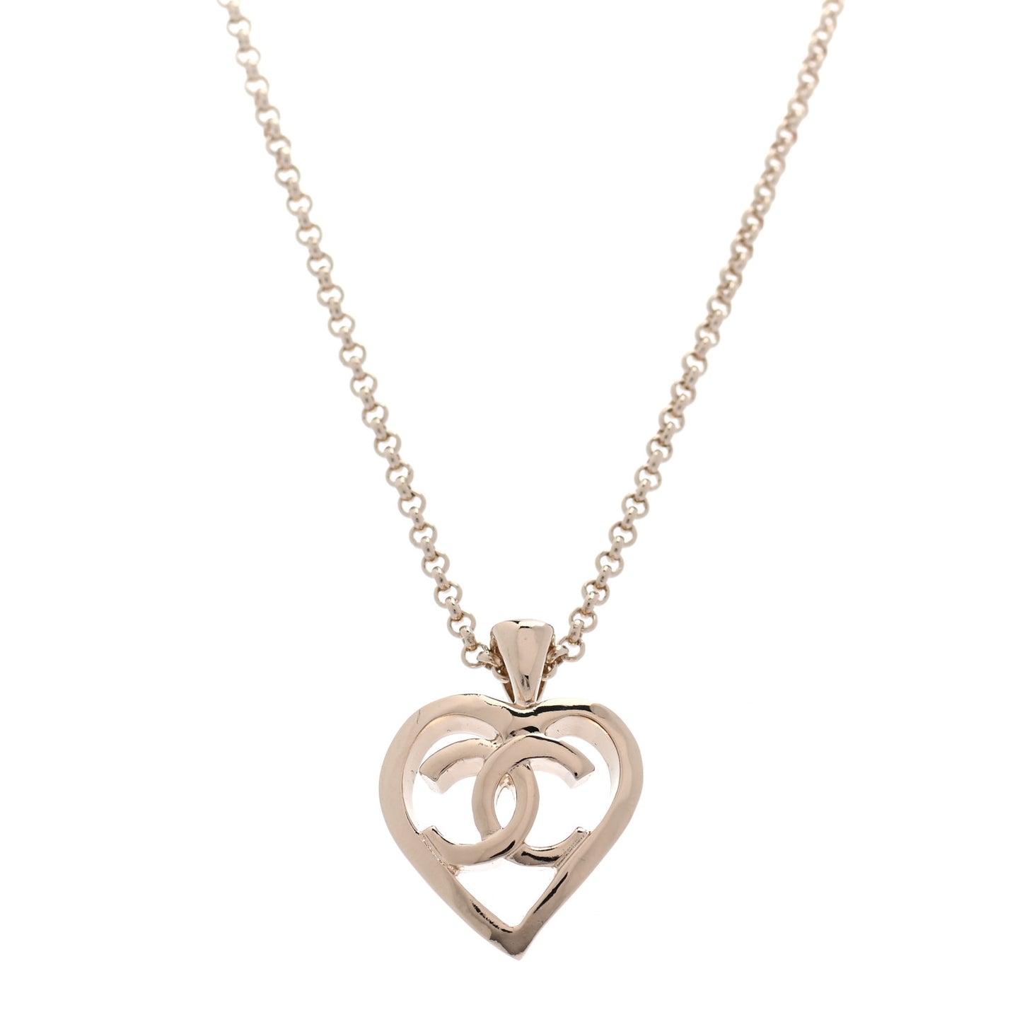 CC Heart Chain Pendant Necklace Gold