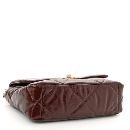 Chanel Shiny Crumpled Calfskin Quilted Medium Chanel 19 Flap Burgundy 4 of 10