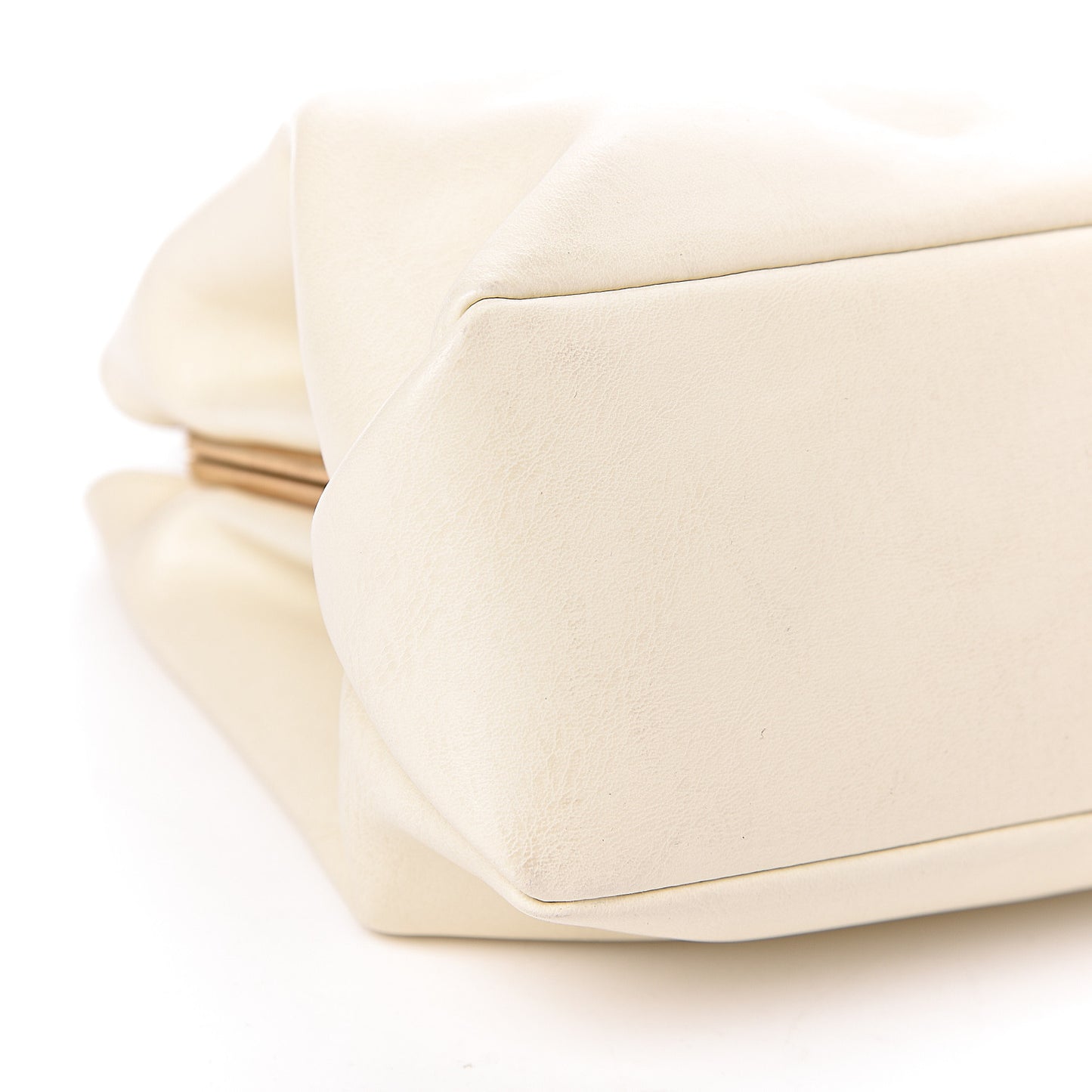 Shiny Calfskin Eyelet Small Top Handle Bag Panna