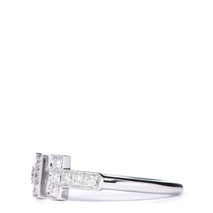 Tiffany 18K White Gold Diamond T Wire Ring 50 5.5 3 of 5
