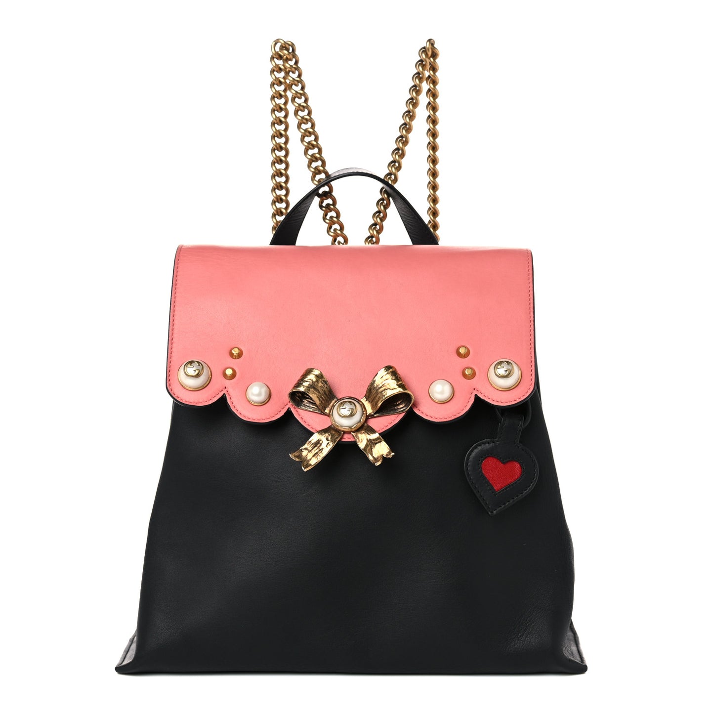 Calfskin Medium Pearly Peony Backpack Black Pink