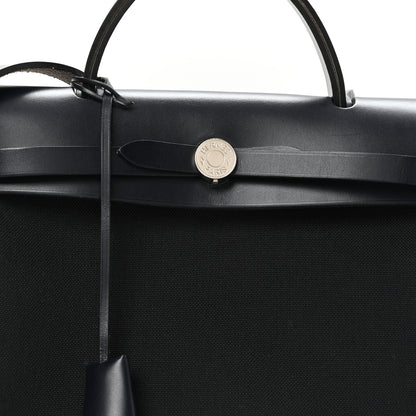 Hermes Military Toile Vache Hunter Herbag Zip PM 31 Black Bleu Indigo 9 of 11