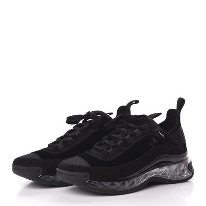 Chanel Suede Calfskin Velvet Grosgrain CC Sneakers 37.5 Black 2 of 10