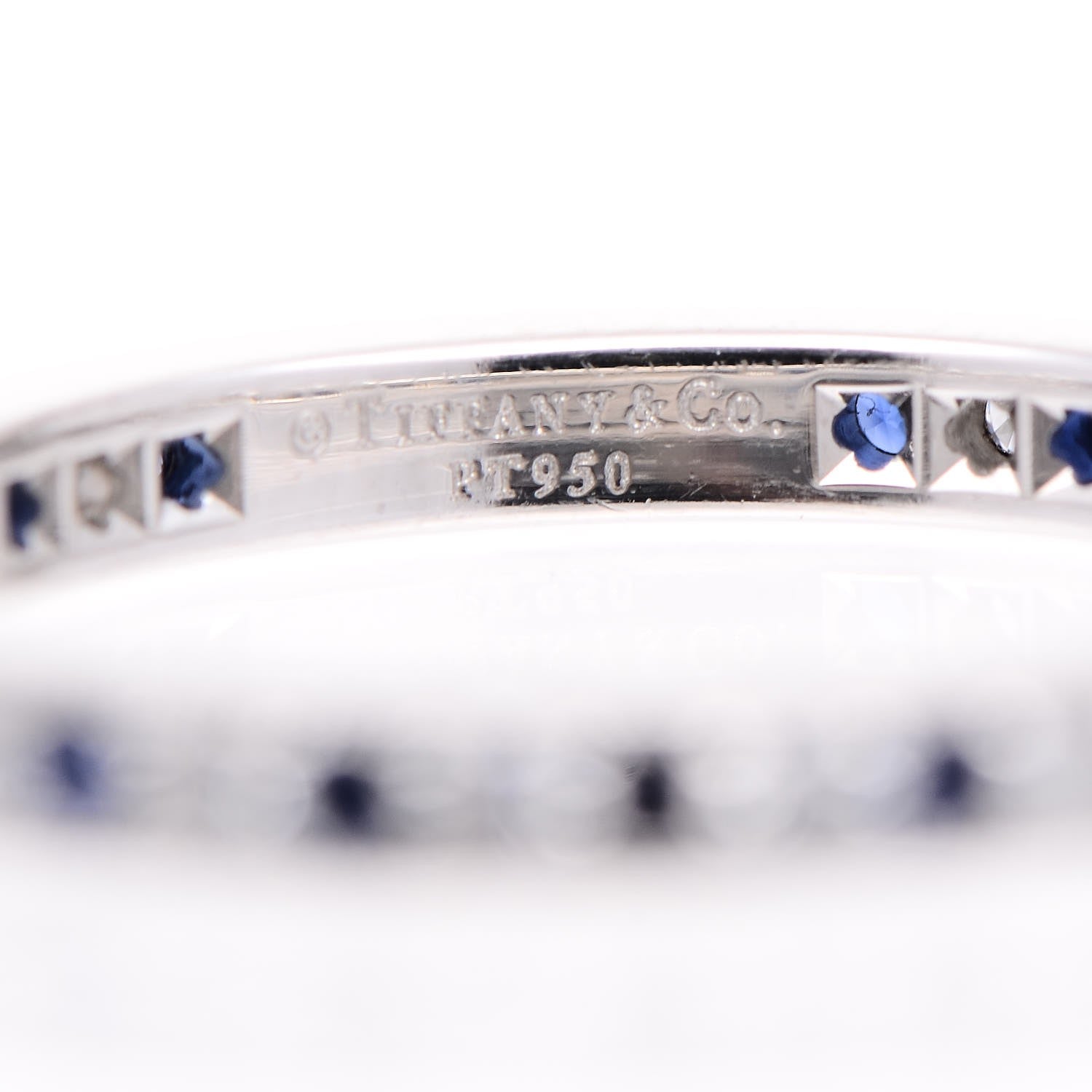 Tiffany Platinum Diamond Blue Sapphire Legacy Ring 53 6.25 3 of 3