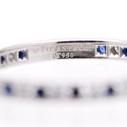 Tiffany Platinum Diamond Blue Sapphire Legacy Ring 53 6.25 3 of 3