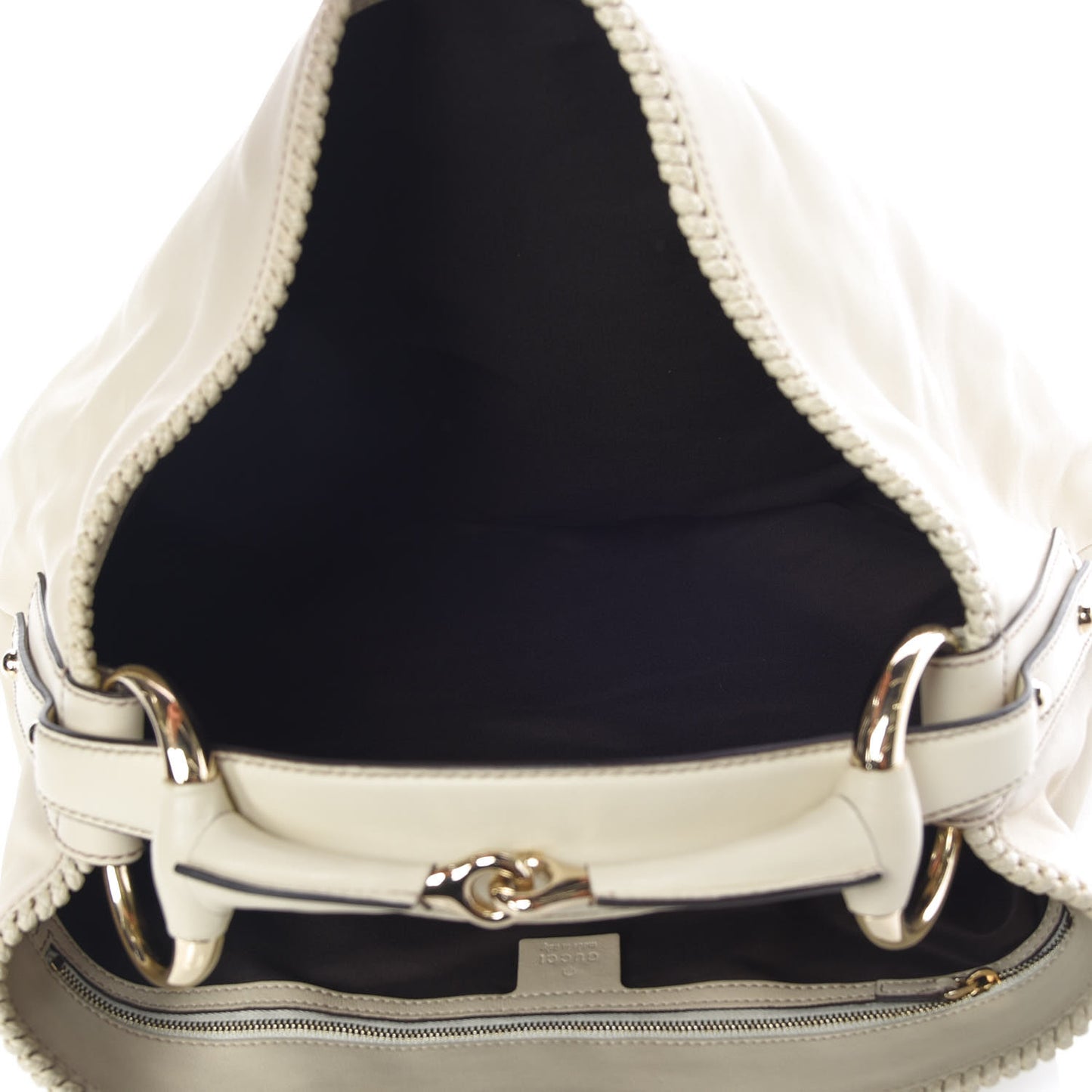 Calfskin Large Horsebit Chain Hobo Ivory