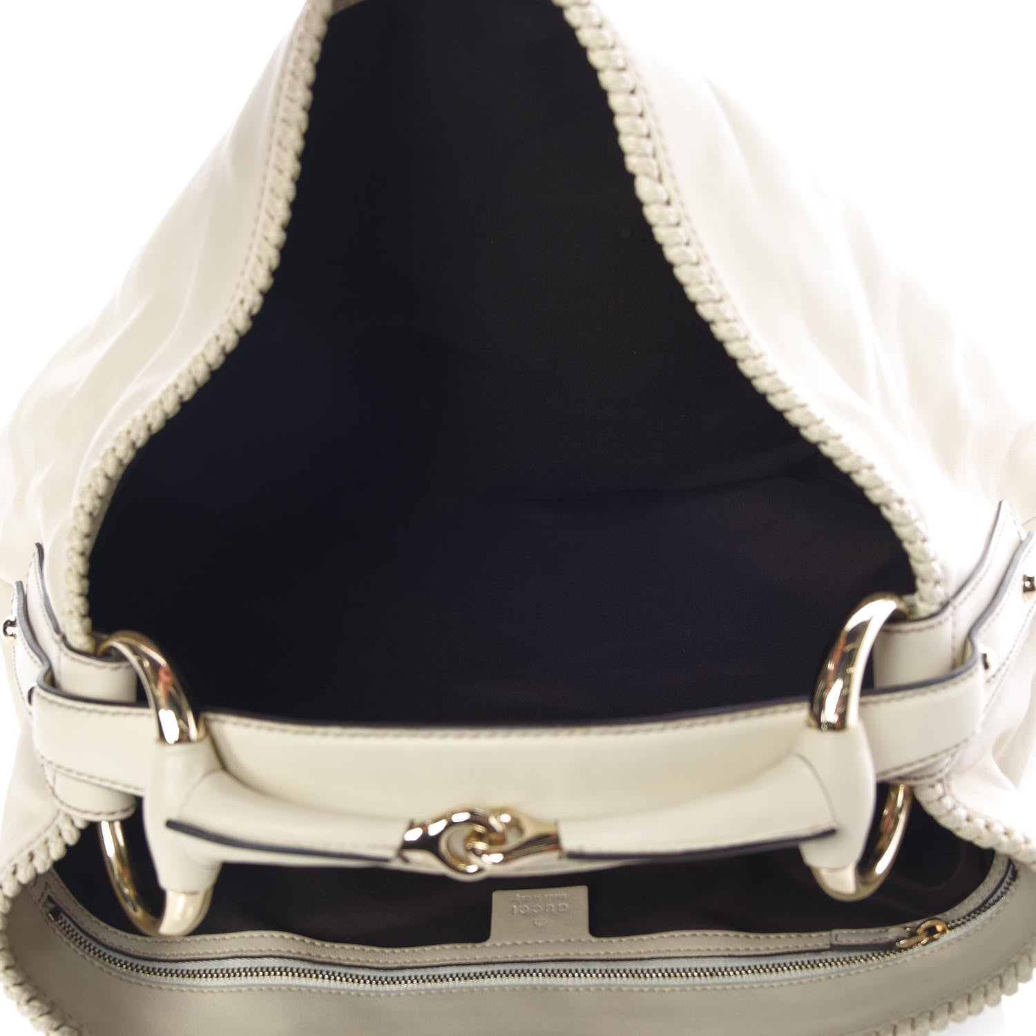 Gucci Calfskin Large Horsebit Chain Hobo Ivory 7 of 9
