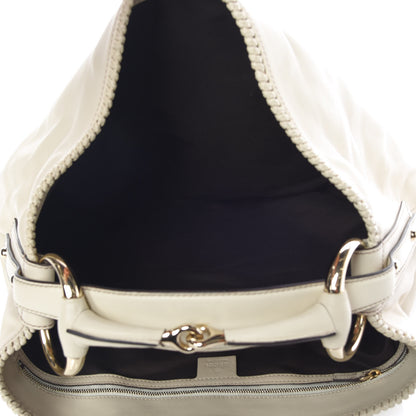 Gucci Calfskin Large Horsebit Chain Hobo Ivory 7 of 9